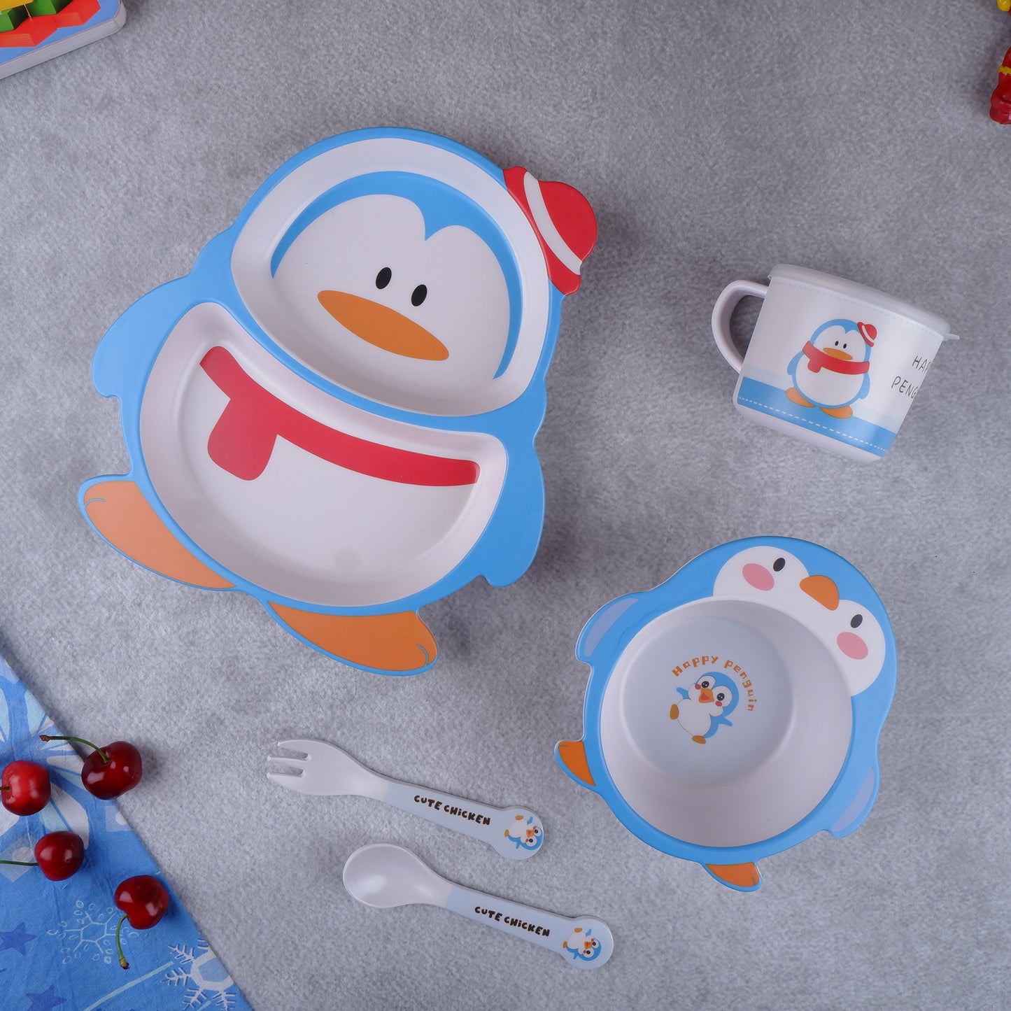 Paddy- The Penguin Bamboo Kids Dinner /Feeding Set of 5
