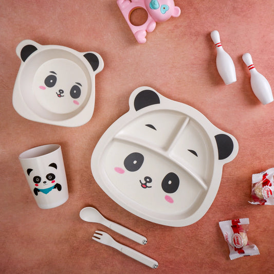 Plumpy Panda Bamboo Kids Dinner /Feeding Set of 5