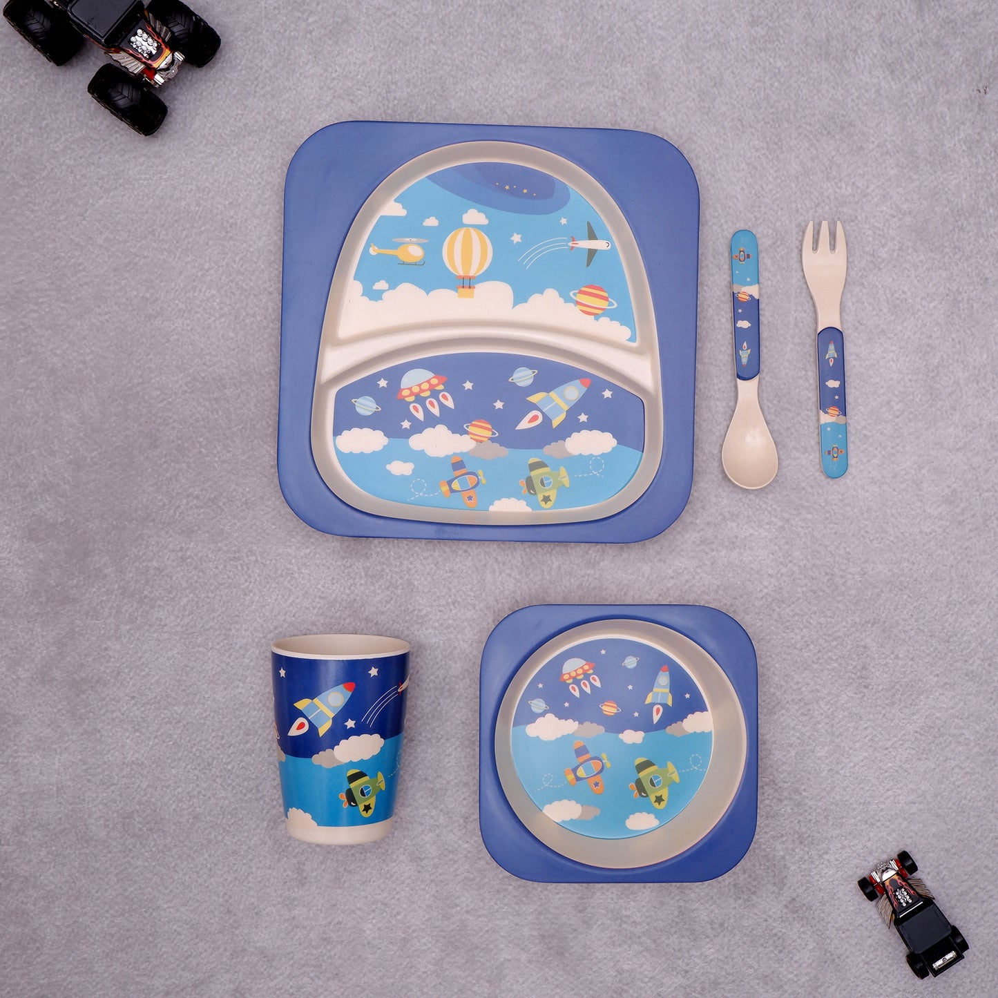 Stellar Starship Bamboo Kids Dinner /Feeding Set of 5