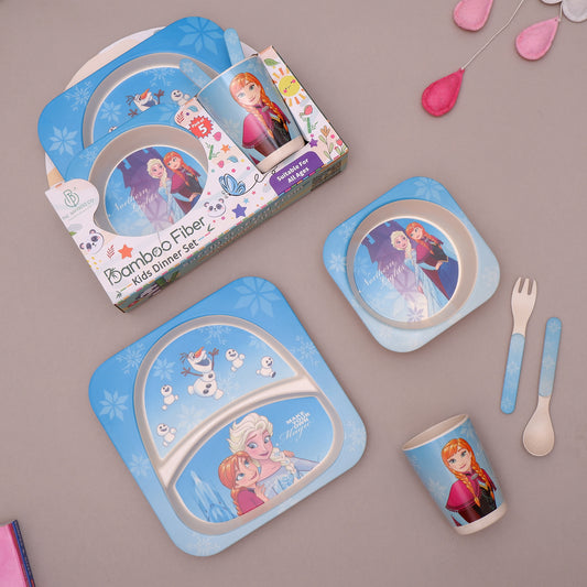 Frozen's Elsa and Anna Bamboo Kids Dinner /Feeding Set of 5