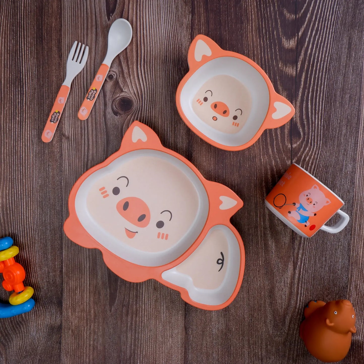 Bonnie Piglet Bamboo Kids Dinner /Feeding Set of 5