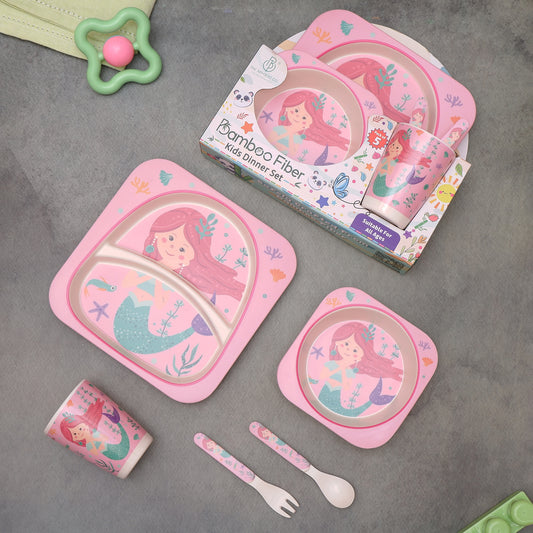 Magical Mermaid Bamboo Kids Dinner /Feeding Set of 5