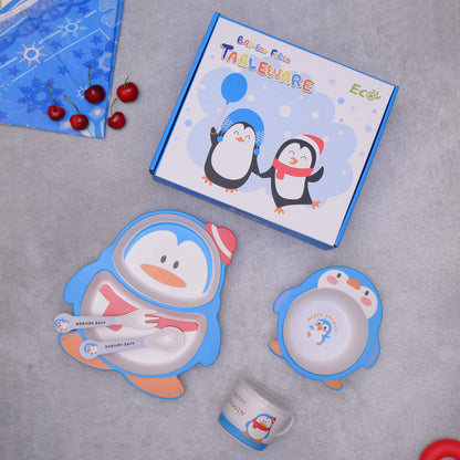 Paddy- The Penguin Bamboo Kids Dinner /Feeding Set of 5