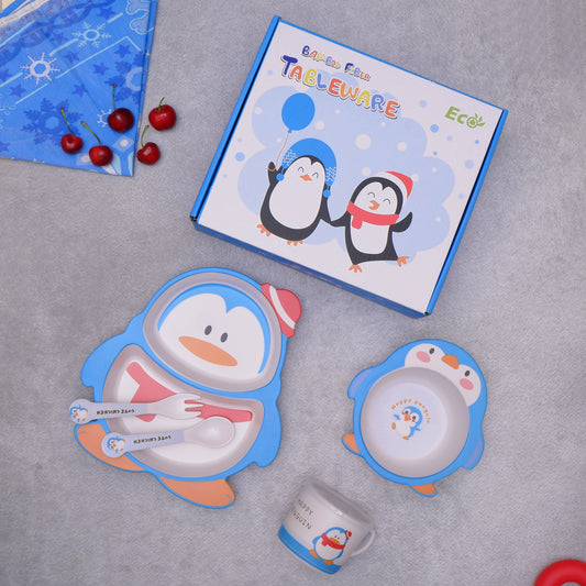 Paddy- The Penguin Bamboo Kids Dinner /Feeding Set of 5