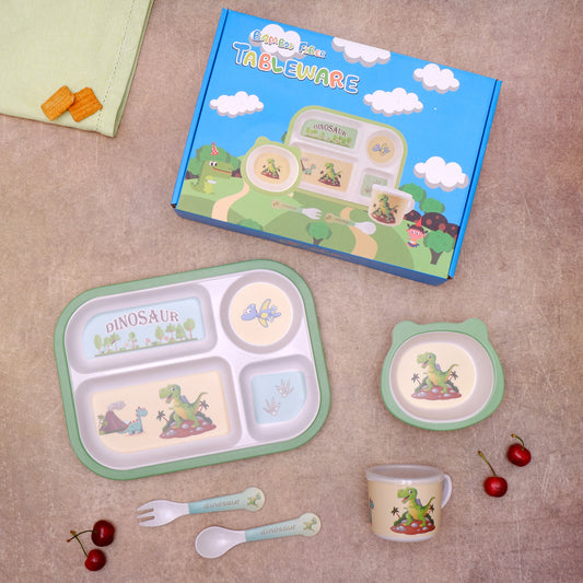 "Dino-Mite" Bamboo Kids Dinner /Feeding Set of 5