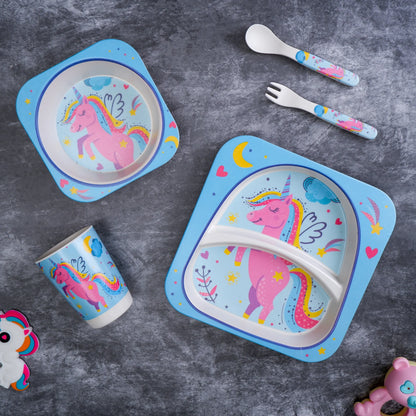 The Unicorn In the Sky Bamboo Kids Dinner /Feeding Set of 5