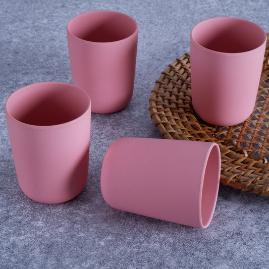 Pretty Pink Bamboo Glass -Set of 4- Classic Collection