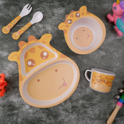 Goofy Giraffe Bamboo Kids Dinner /Feeding Set of 5