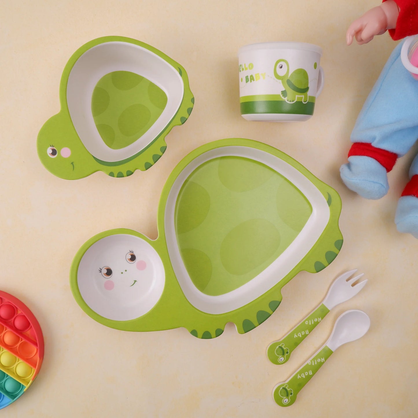 Tully Turtle Bamboo Kids Dinner /Feeding Set of 5