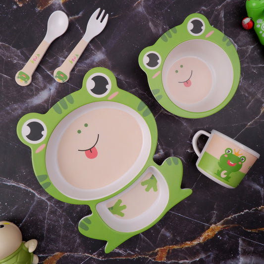 Funny Frog Bamboo Kids Dinner /Feeding Set of 5