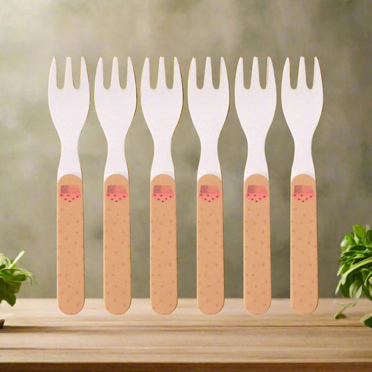 Kids Feeding/Eating Fork -Set of 6 | Made of Bamboo | 14 cm | Eco-Friendly |Organic & Natural