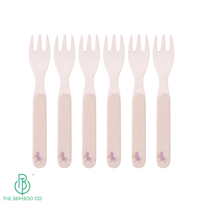 Kids Feeding/Eating Fork -Set of 6 | Made of Bamboo | 14 cm | Eco-Friendly |Organic & Natural