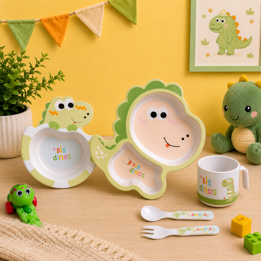 Dominant Dinosaur Bamboo Kids Dinner /Feeding Set of 5