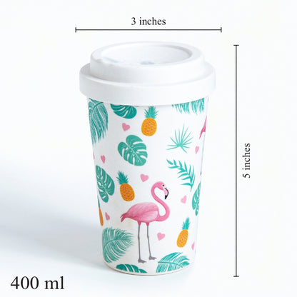 Tropical Flamingo Bamboo Travel Coffee Mug