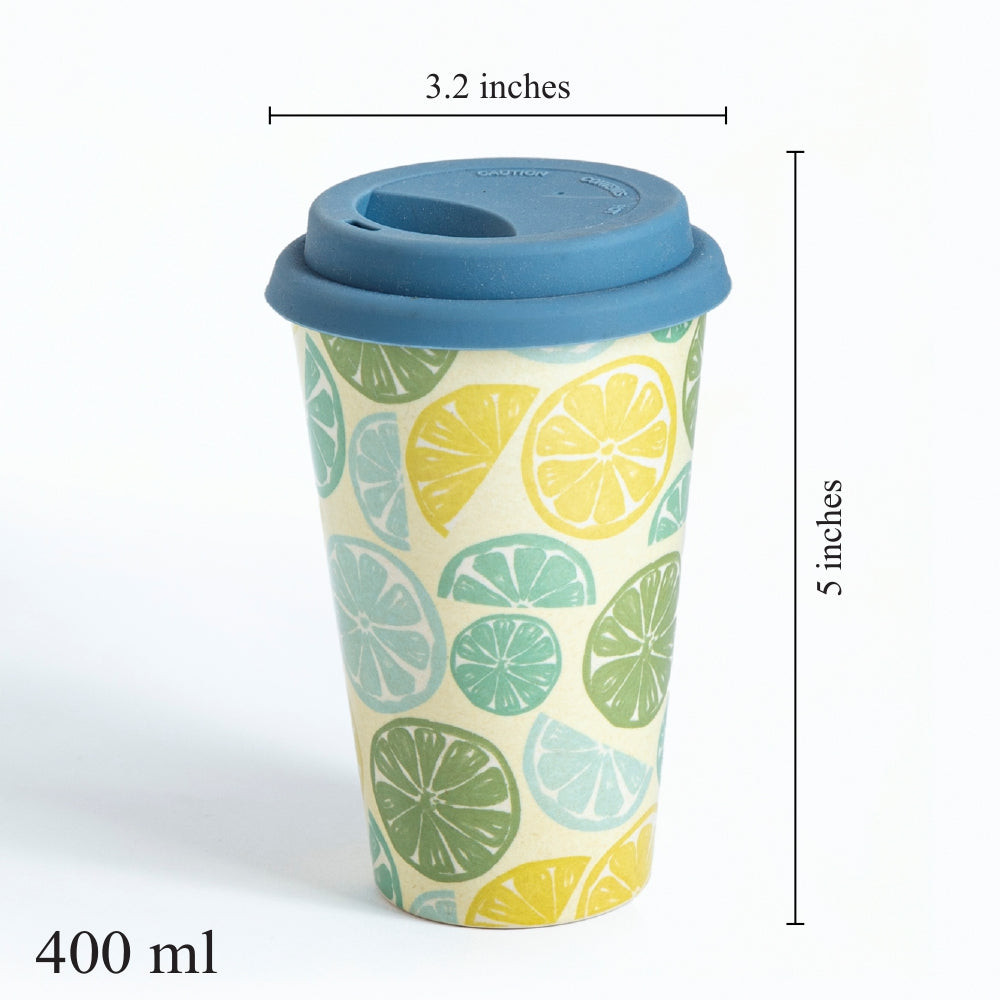 Sunny Lemon Bamboo Travel Coffee Mug (Silicone Lid)