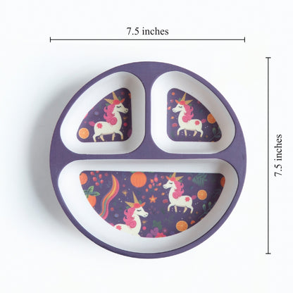 Unicorn in Fantasyland Bamboo Kids Sectional Plate