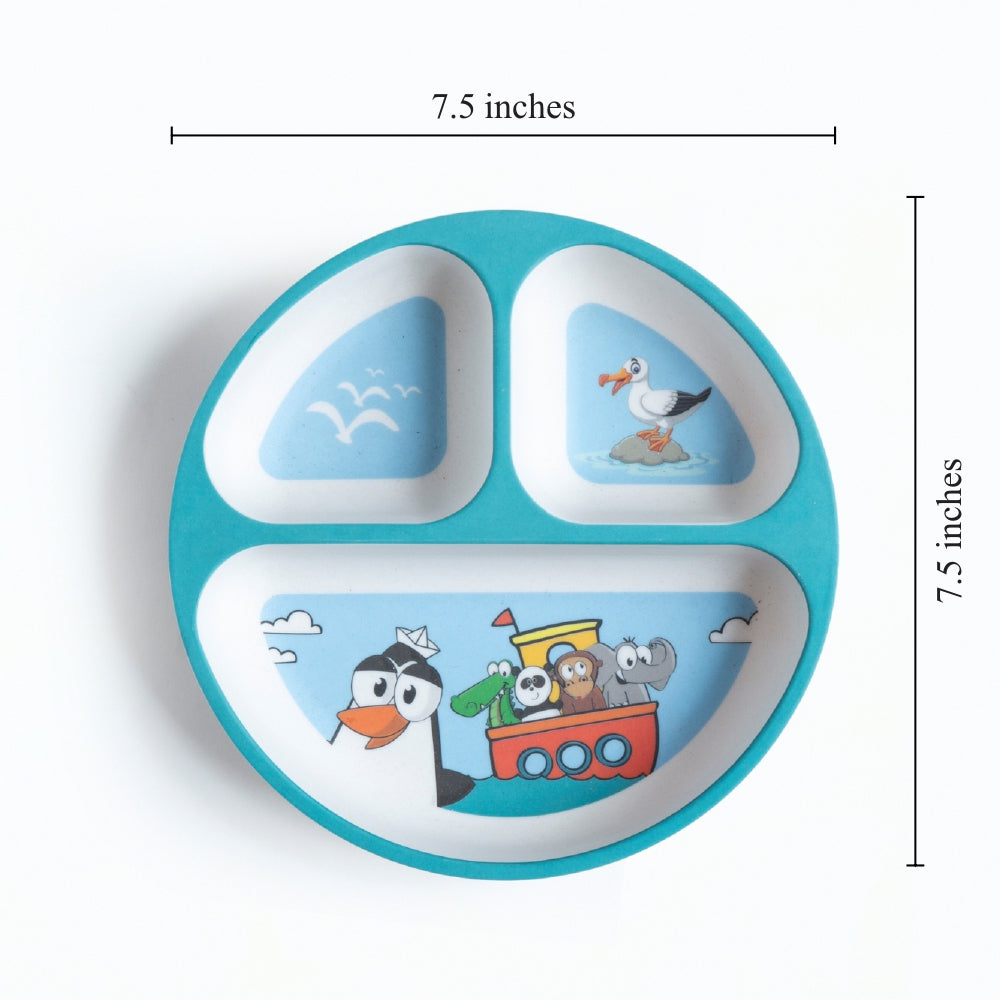 Penguin Adventure Bamboo Kids Sectional Plate