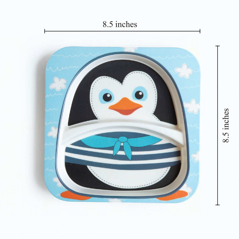 Plucky Penguin Bamboo Kids Dinner /Feeding Set of 5