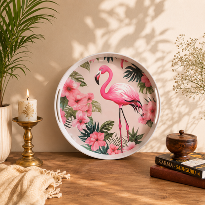 Tropical Flamingo Bamboo Serving Trays
