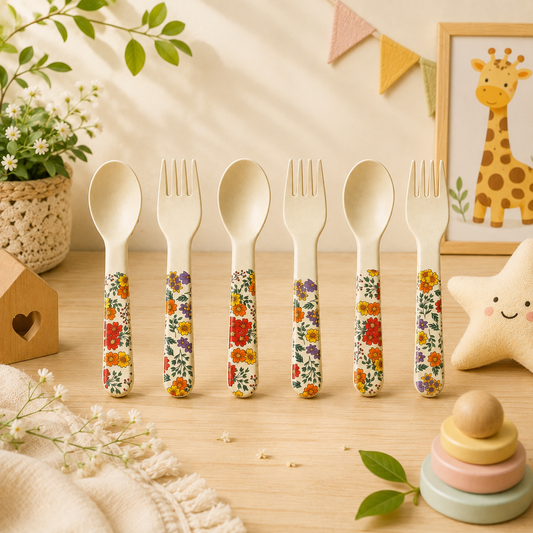 Happy Harvest Kids Bamboo Spoon and Fork- Set of 6