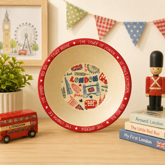 London Themed Bamboo Kids Bowl