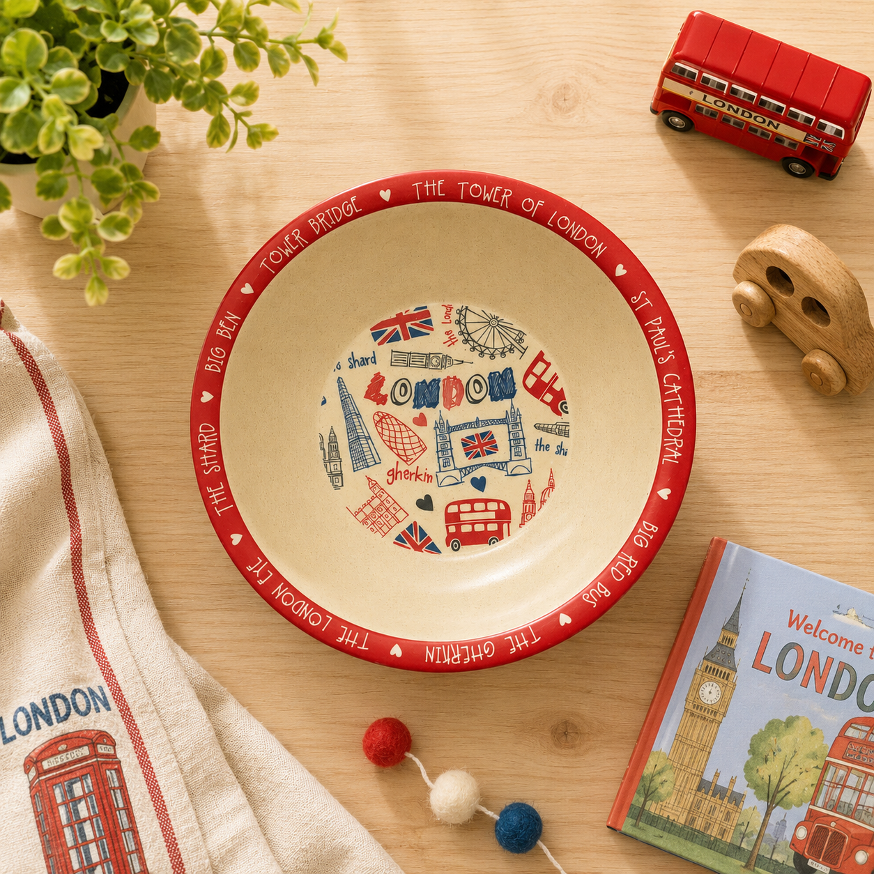 London Themed Bamboo Kids Bowl