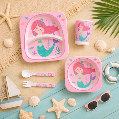 Magical Mermaid Bamboo Kids Dinner /Feeding Set of 5