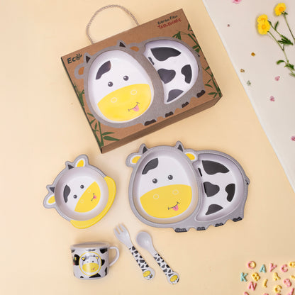 Chubby Cow Bamboo Kids Dinner /Feeding Set of 5