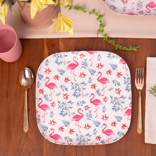 Pink Flamingo Paradise Bamboo Dinner Plate