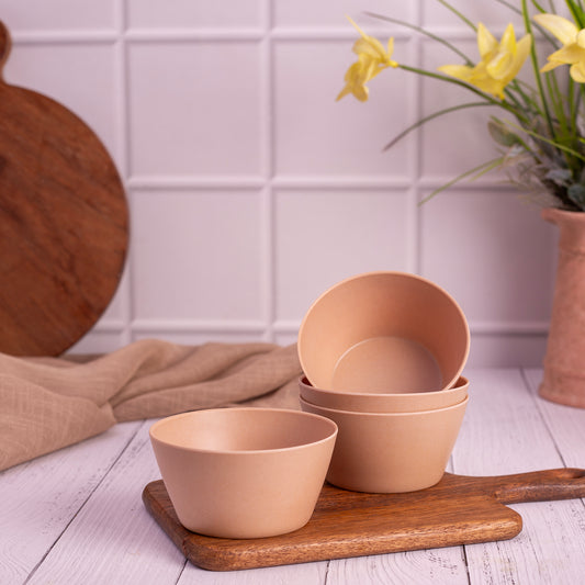 Brown Earthy Elegance Bamboo Katoris / Small Bowls- Set of 4