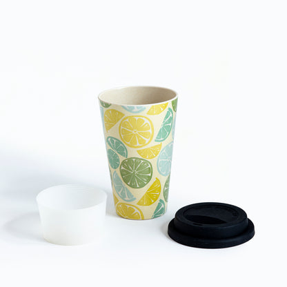 Sunny Lemon Bamboo Travel Coffee Mug (Silicone Lid)