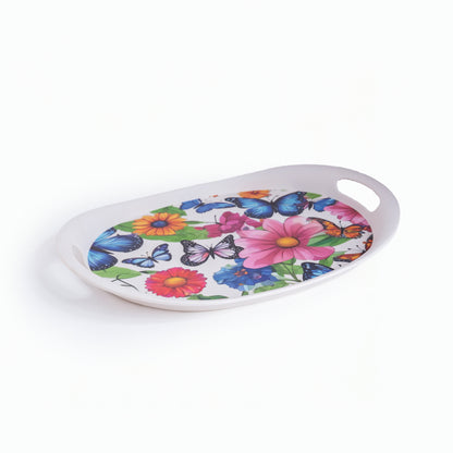 Fluttering Butterflies Bamboo Flat Serving Tray