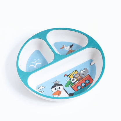 Penguin Adventure Bamboo Kids Sectional Plate