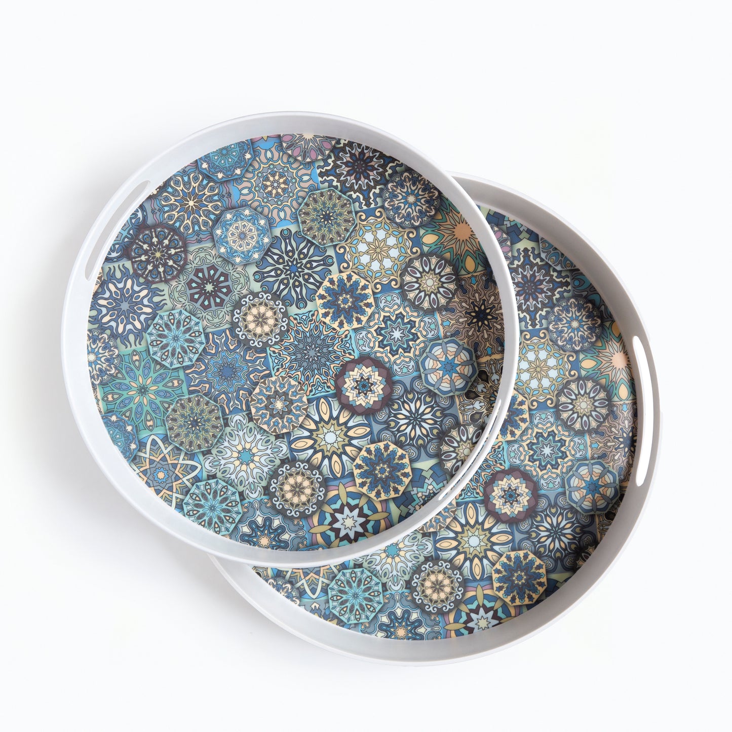 Mystic Blue Mandala Bamboo Serving Trays