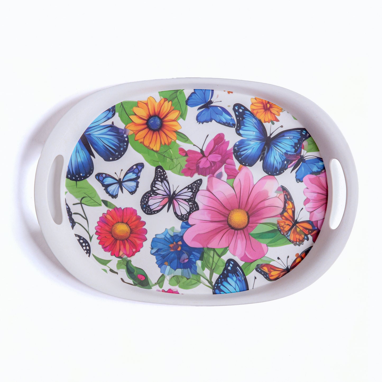 Fluttering Butterflies Bamboo Flat Serving Tray