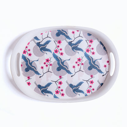 Bluebird Blossom Bamboo Flat Serving Tray