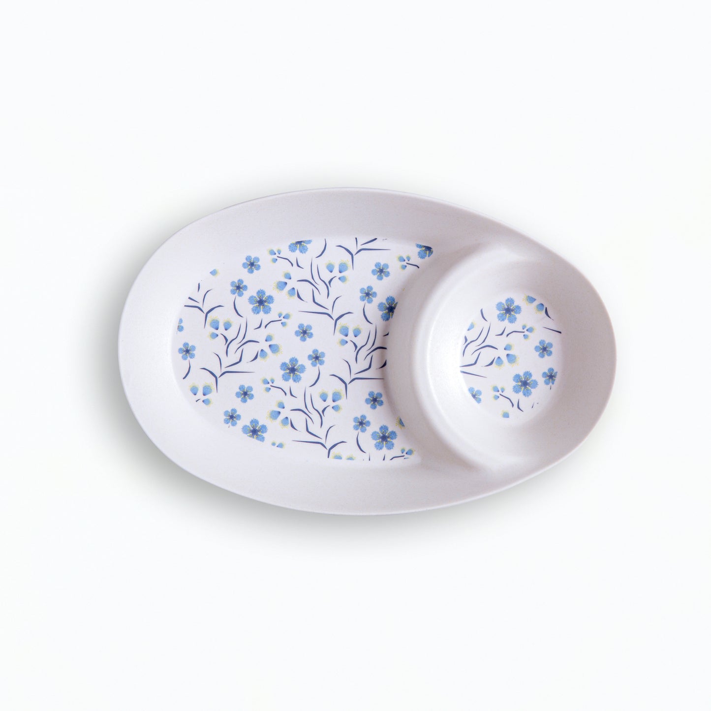 Whispering Blue Flower Bamboo Chip & Dip Platter