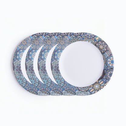 Mystic Blue Mandala Bamboo Quarter Plates- Set of 4