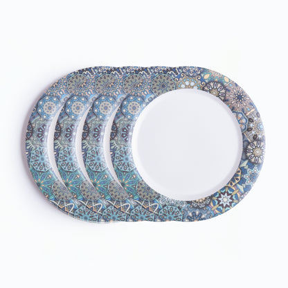 Mystic Blue Mandala Bamboo Dinner Plates- Set of 4