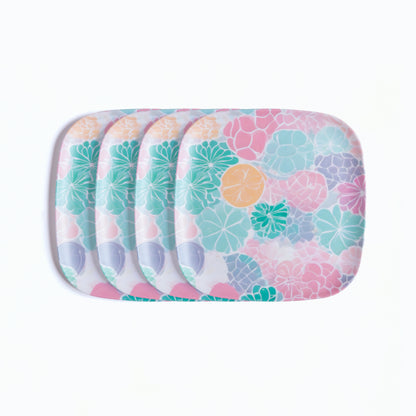 Spring Hues Bamboo Quarter Plates- Set of 4