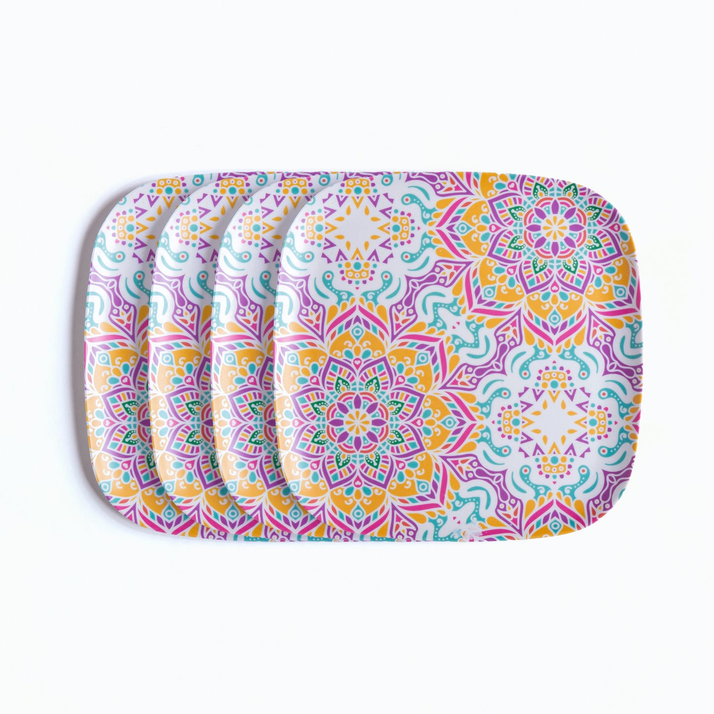 Sunrise Mandala Bamboo Quarter Plates- Set of 4