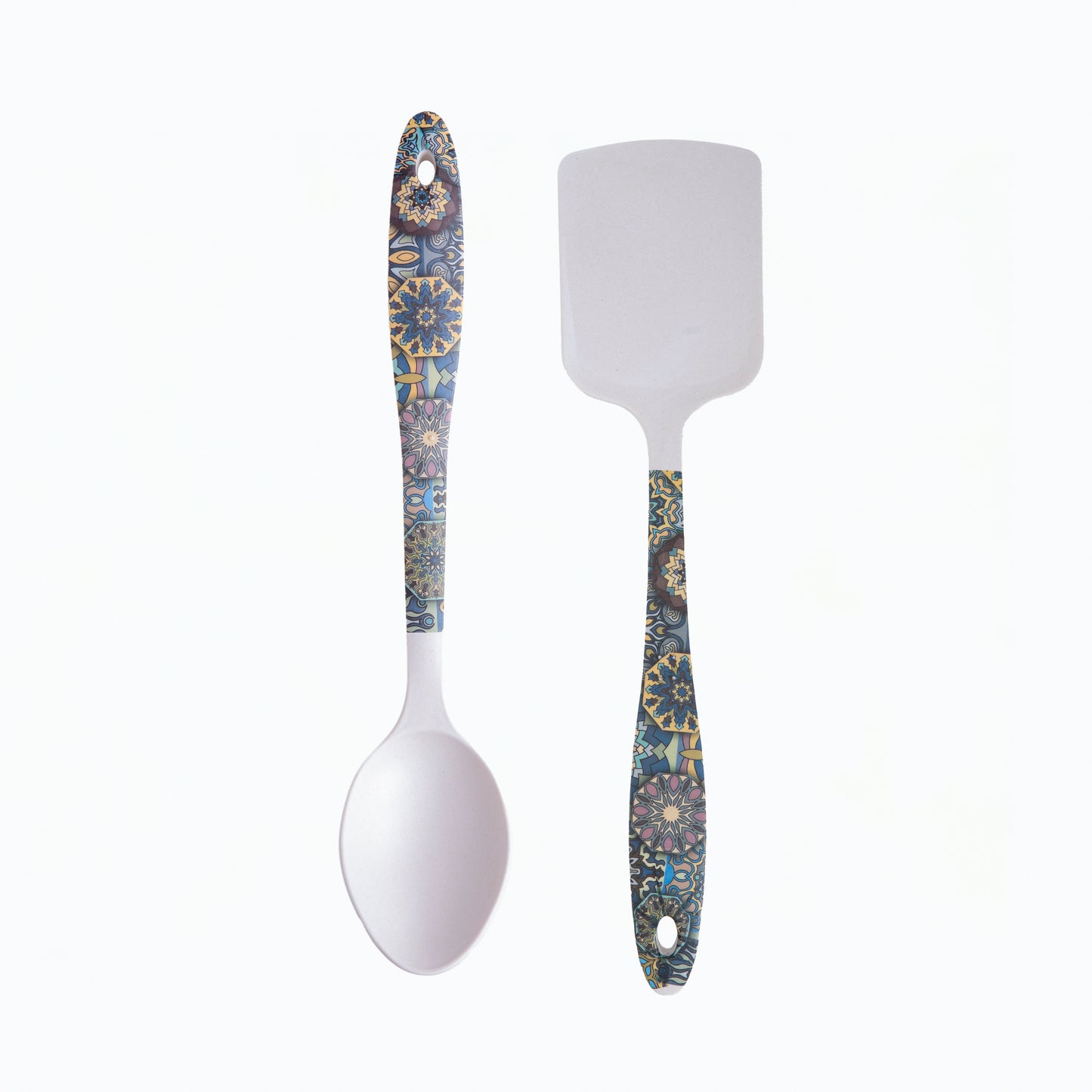 Mystic Blue Mandala Bamboo Serving Spoons & Turner