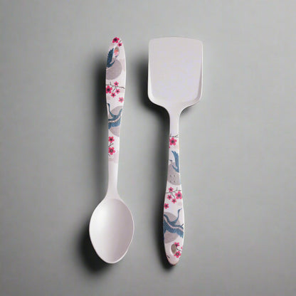 Blue Bird Blossom Bamboo Serving Spoons & Turners