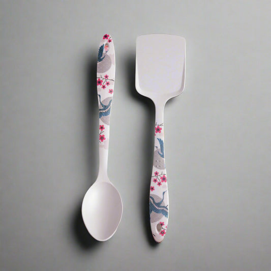 Blue Bird Blossom Bamboo Serving Spoons & Turners