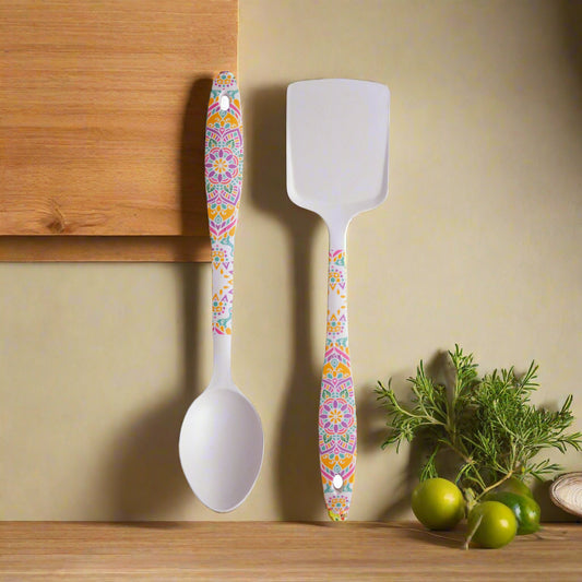 Sunrise Mandala Bamboo Serving Spoons & Turners
