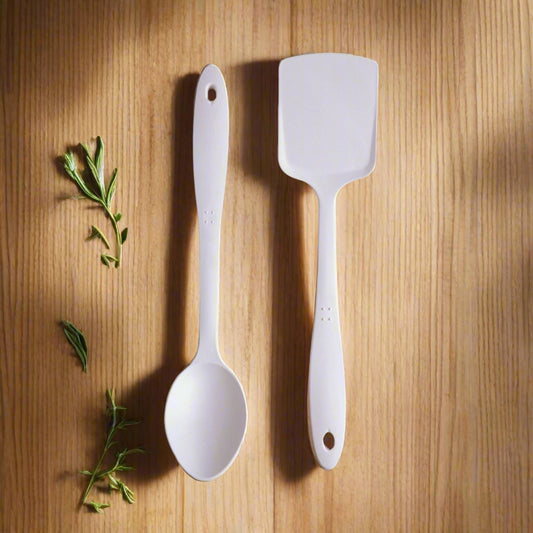 Creamy Cloud White Bamboo Serving Spoons & Turners