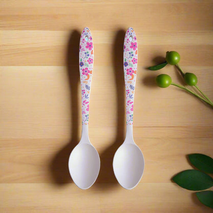 Floral Fantasy Bamboo Serving Spoons- Set of 2