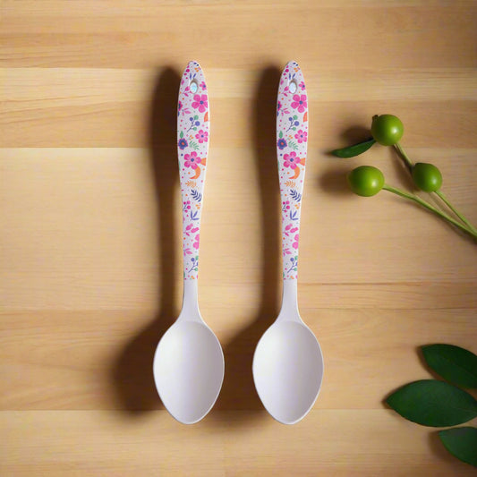 Floral Fantasy Bamboo Serving Spoons- Set of 2