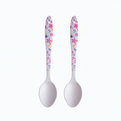 Floral Fantasy Bamboo Serving Spoons- Set of 2