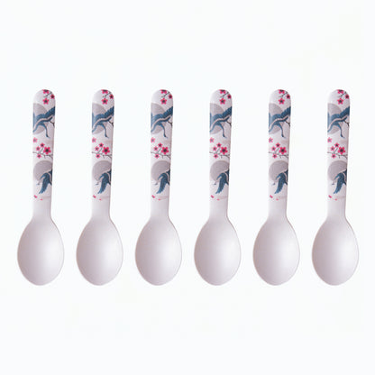Blue Bird Blossom Table Bamboo Spoon and Fork- Set of 6